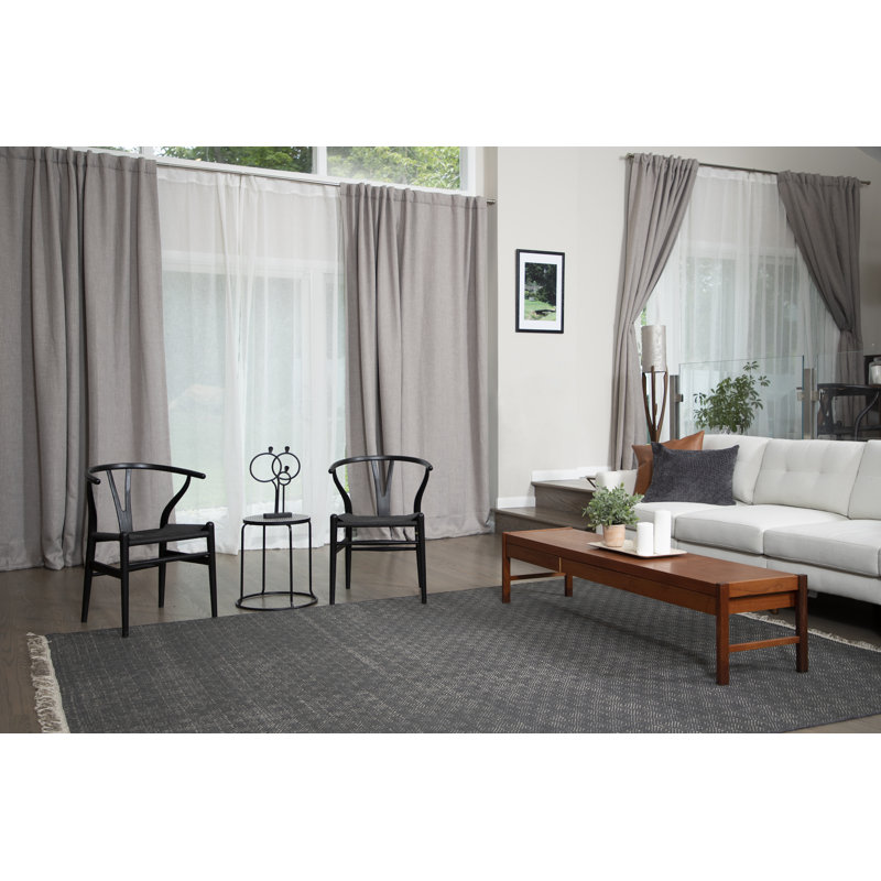 Textures Wool Geometric Area Rug in Black, Rectangle 3' x 6'