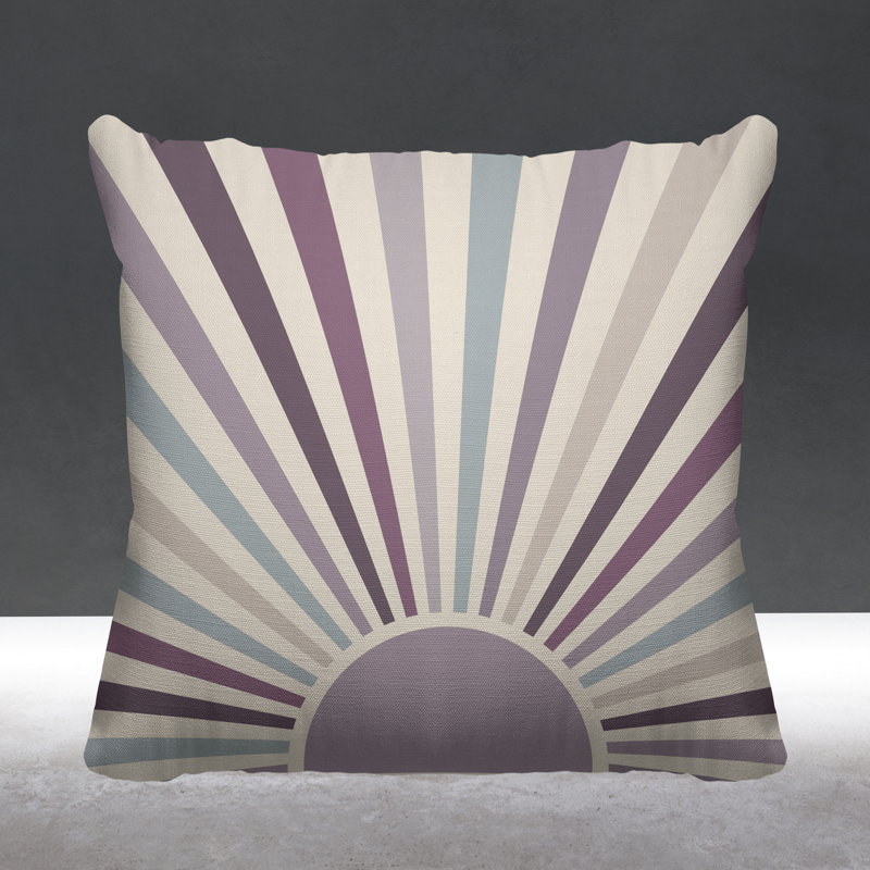 Coussin décoratif intérieur / extérieur Boho Sunburst, L 17 po x H 17 po, Mauve