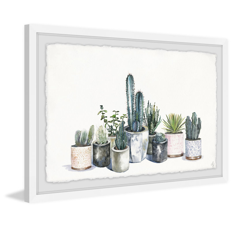 Cacti Party - reproduction de peinture encadrée, H 8 po x l 12 po x P 1,5 po