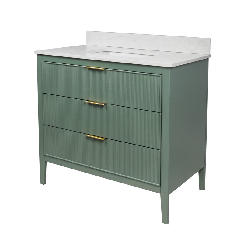 Evelyn Bathroom Vanity, Sage Green/Gold, 36"