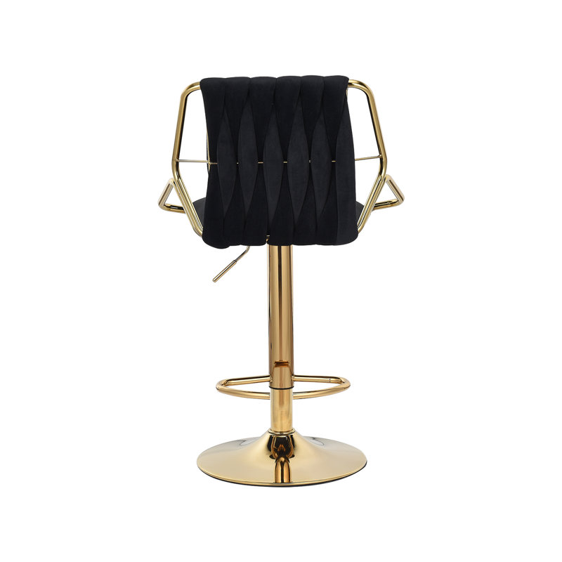 Bengiman Swivel Upholstered Velvet Adjustable Height Bar Stool, Black, 6