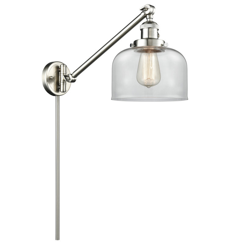 Bras pivotant à 1 lumière à intensité variable Talton, Ampoule DEL rétro de 3,5 watts, Transparent, Nickel satiné brossé