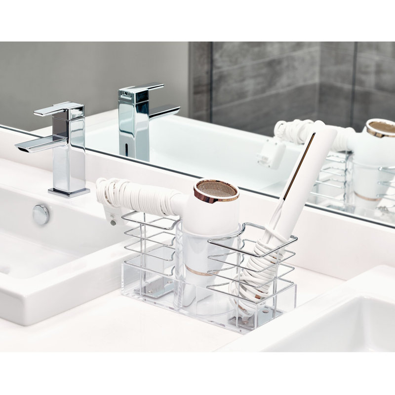 Rangement pour outils de coiffage et de coiffage pour porte d'armoire iDesign, 3 compartiments, transparent