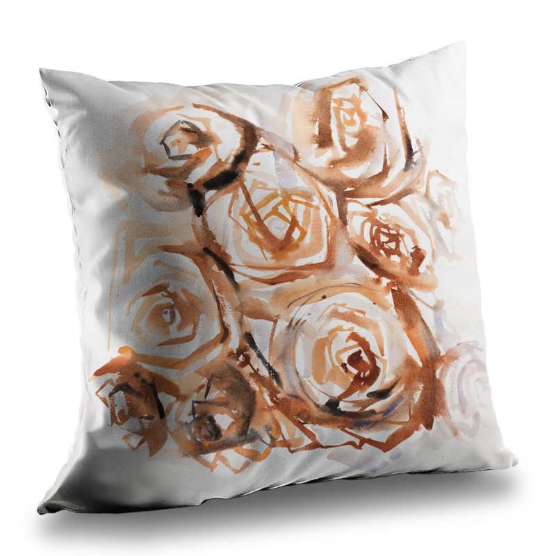 Abstract Roses with Sepia Style - Brown Poly Twill Throw