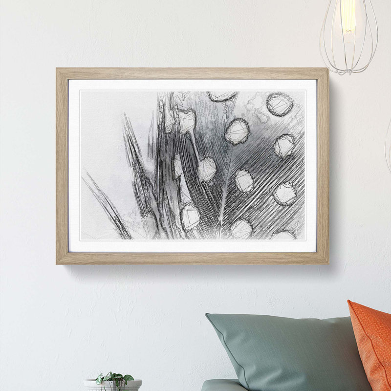 Spotted Feather in Abstract - Picture Frame Graphic Art Print, 62cm H x 87cm W x 2cm D, Oak Framed