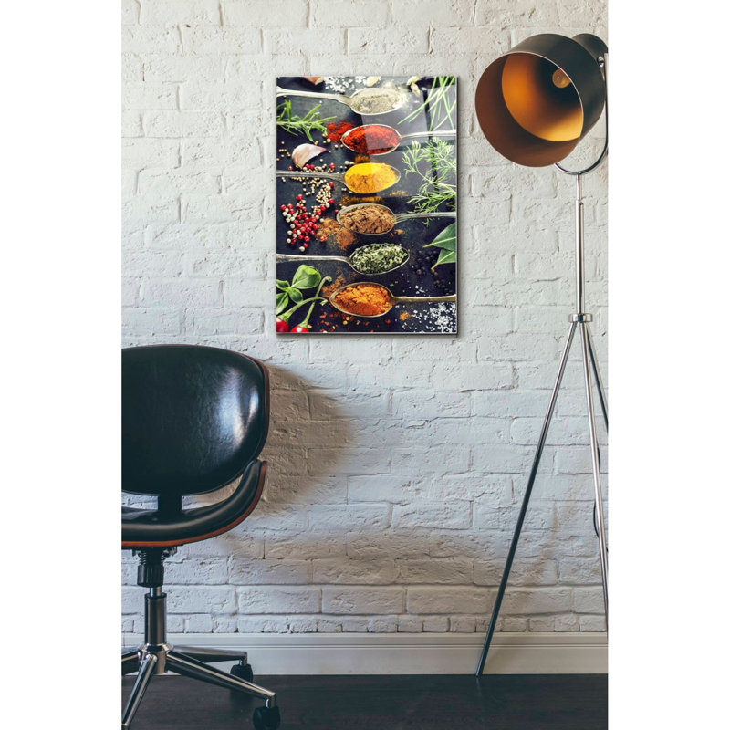 Art mural en verre Ebern Designs «A Pinch Of Spice», H 24 po x l 16 po x P 0,12 po