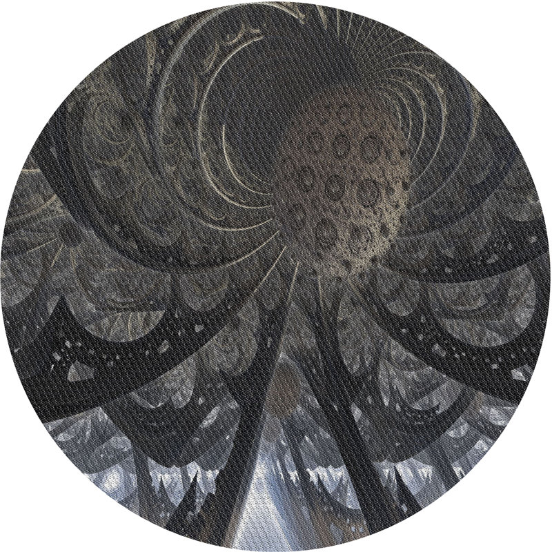 Tapis gris tissé à la machine, Rond 6 pi