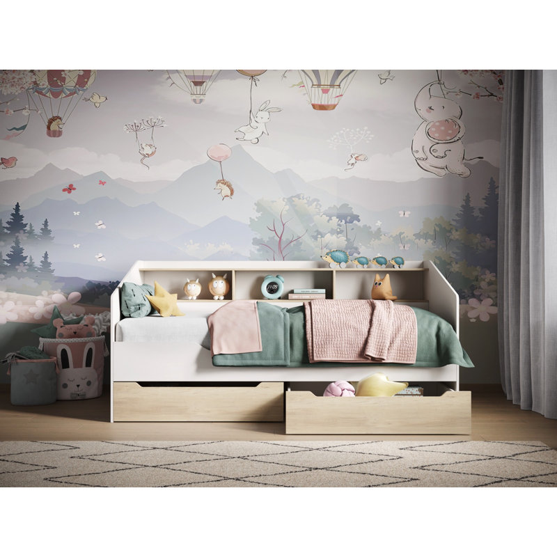 Leni Day Bed White and Oak, Oak