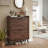 Walnut Wood-Colored Farmhouse-Style Narrow Shoe Cabinet, 2 Flip-Top Drawers + Barn Door, Independently Concealed Design, Suitable For Entryway/Foyer/Hallway.