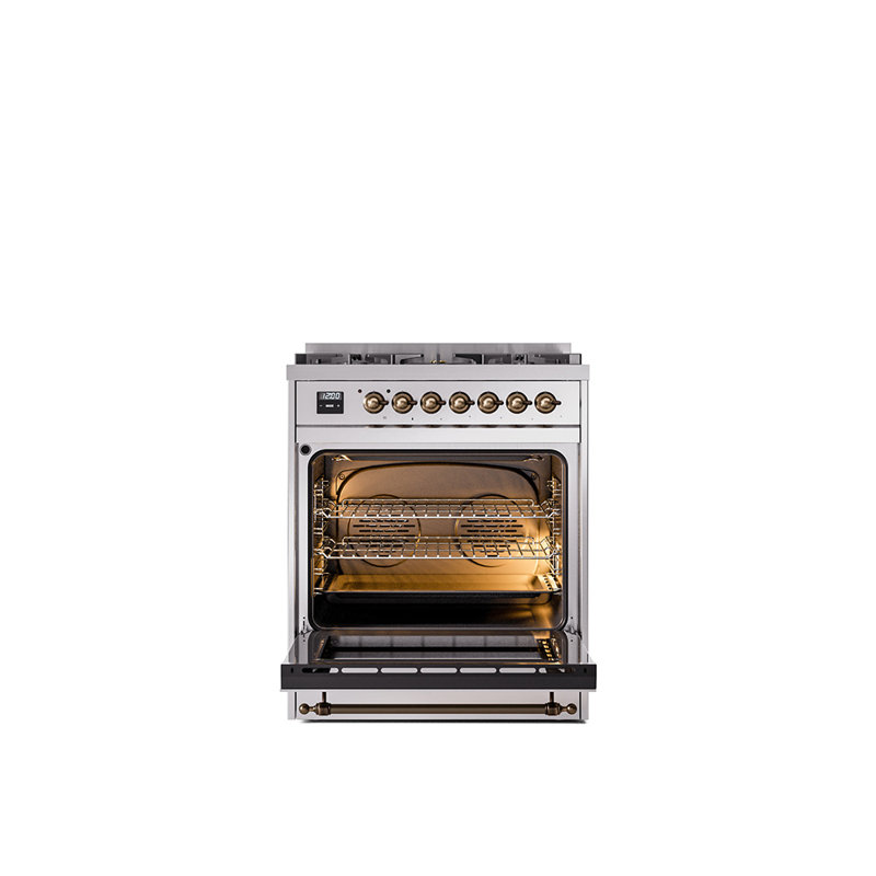 ILVE Nostalgie II 30 in Dual Fuel Range, Stainless Steel/Bronze, Liquid Propane