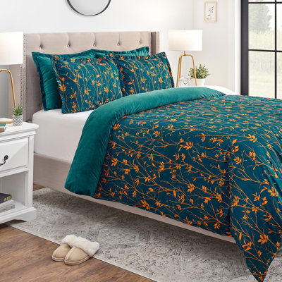 Teal Microfibre Reversible 3 Piece Duvet Cover Set