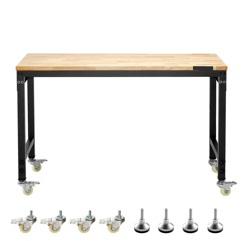 Table de travail 48 "à hauteur réglable avec prise de courant et panneau perforé, H 39,5 po x l 53,35 po x P 25,2 po