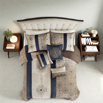 Ensemble de literie en jacquard luxueux, ensemble d'édredon 7 pièces, style moderne pour la maison