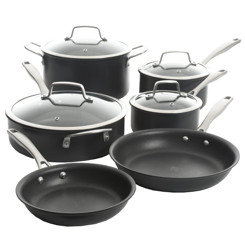 Kenmore Pro Arbor Heights 10-Piece Nonstick Black Aluminum Cookware Set