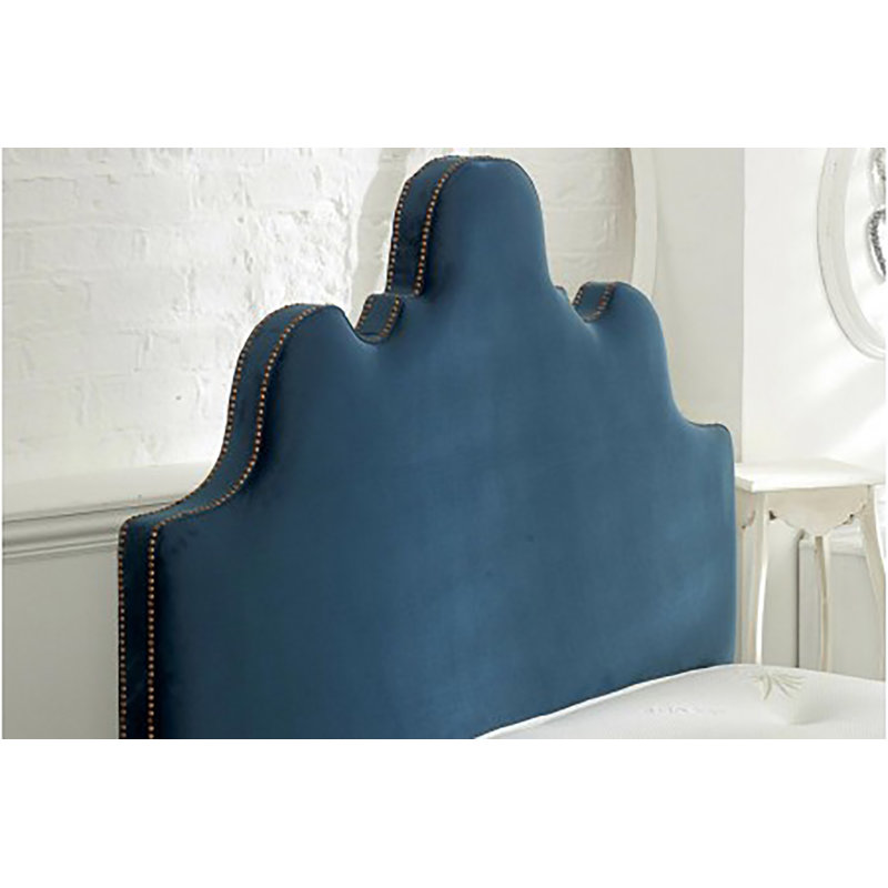 Arbury Upholstered Headboard, Double (4'6), Aqua, Crushed Velvet