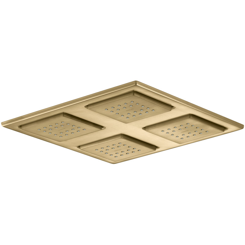 WaterTile Rain Overhead Showering Panel with 4 22-Nozzle Sprayheads, Vibrant Moderne Brushed Gold