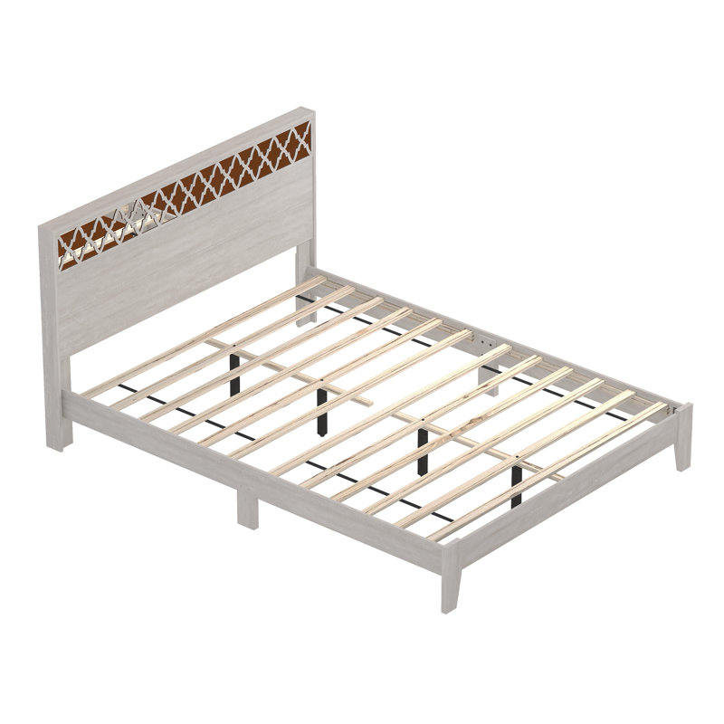 Lit plateforme Allyannah, Gris poudré
