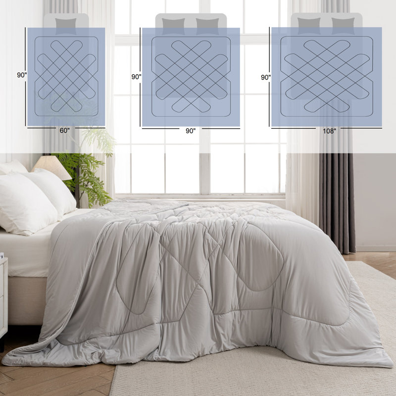 Double Sided Cooling Comforter For Hot Sleepers, Light Gray, King