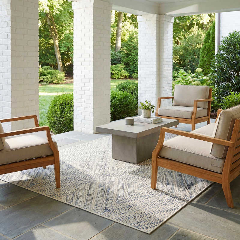 Liguria Levanto Aqua Indoor/Outdoor Area Rug, 6'6" x 9'6"