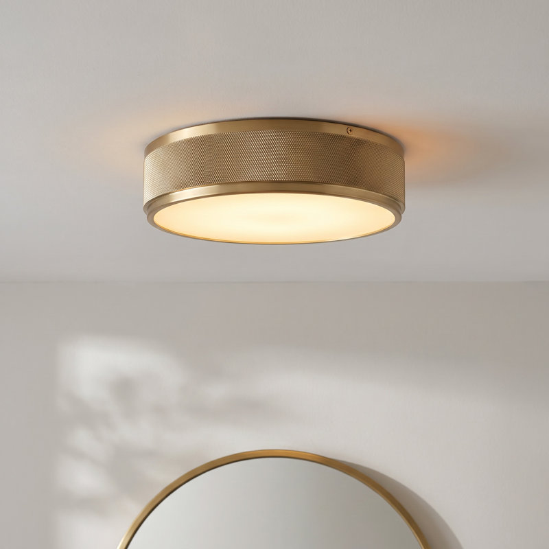 Amos LED Flush Mount, Antique Gold, 2.8" H x 13" W x 13" D