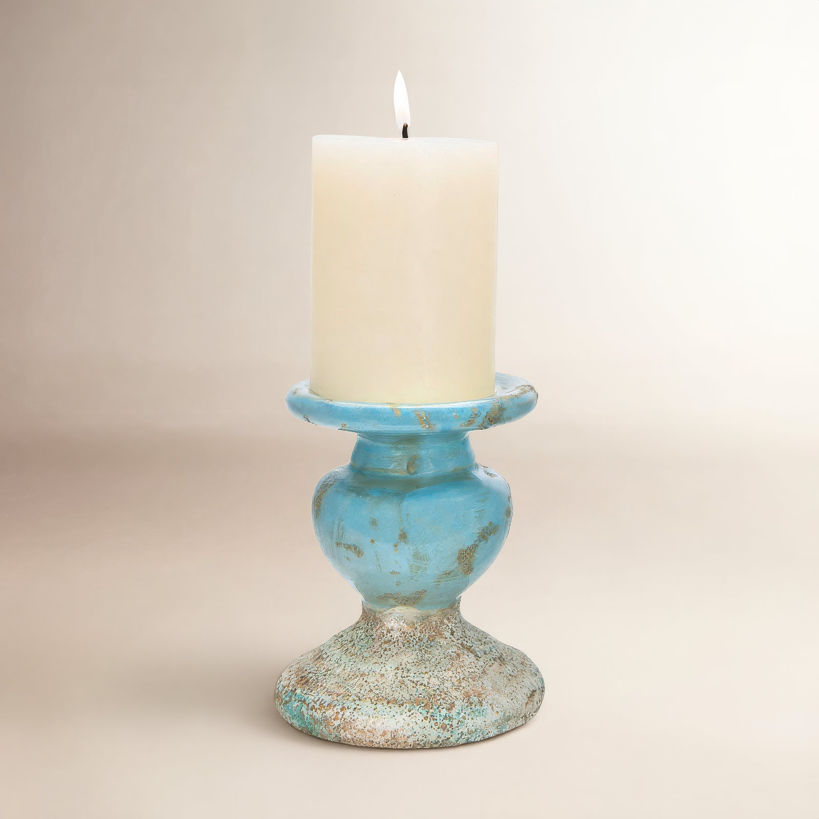 Waikiki Candlestick Holder, 6.5" H x 5.5" W x 5.5" D, Blue