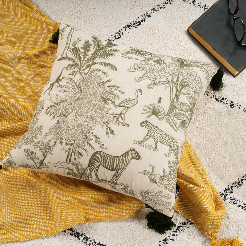 Ensemble de 2 coussins décoratifs décoratifs en coton doux et housse de coussin pour canapé, CC-FC-GREENJUNGLE-18X18-S2