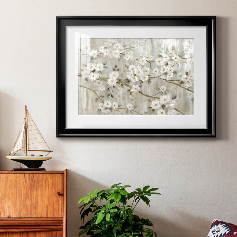 «Neutral Spring» - peinture encadrée, H 22,5 po x l 30,5 po x P 1,5 po, Papier avec cadre noir