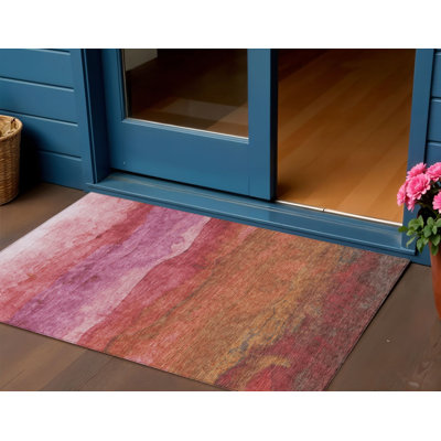 Tapis extérieur lavable abstrait mauve et rouille 3 pi x 5 pi