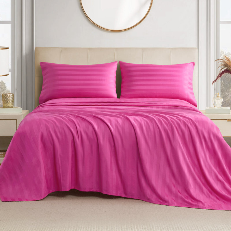 The Sheet Lab Regal Dreams Sheet Sets, King Sheet Set with 2 Pillowcases, Hot Pink