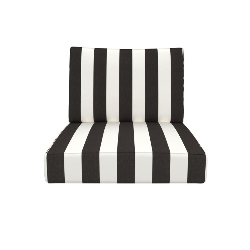 Coussin de chaise Sunge, Cabana classique à rayures noires Sunbrella®, 24 po x 24 po