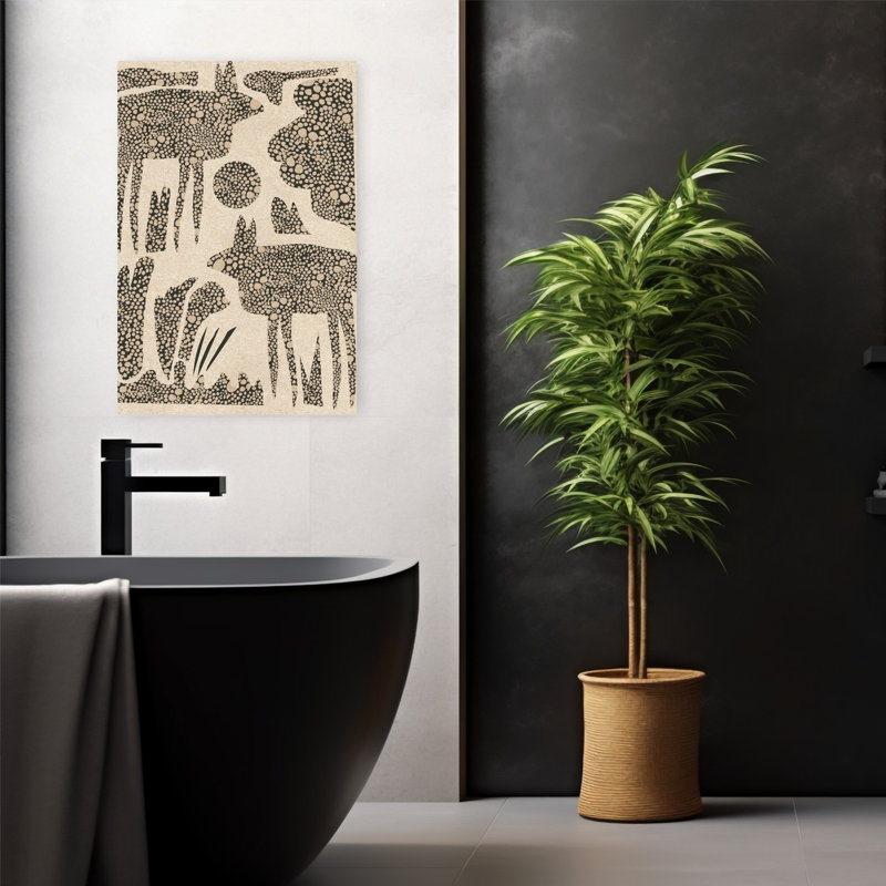 Art mural, paysage de cerf en pointillé, désert, minimaliste, moderne et minimaliste, 24" H x 16" W