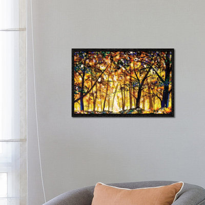 Gold Orange Autumn Forest Landscape by Valery Rybakow - Painting on Canvas