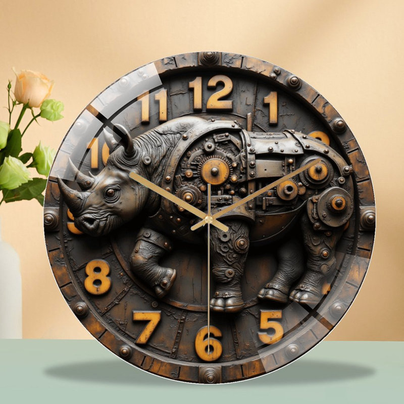 Horloge murale Steampunk Rhinoceros