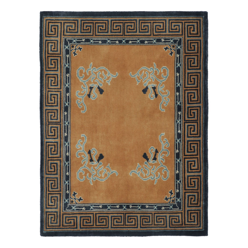 Art Deco Hand Knotted Wool Geometric Area Rug, Rectangle 8' x 10'