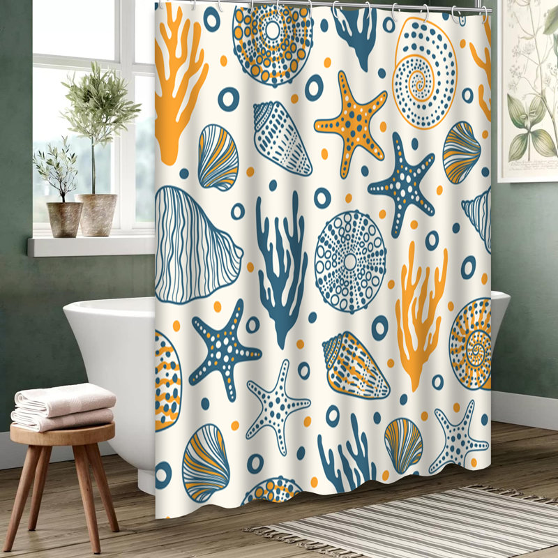 Rideau de douche de plage avec 12 crochets, L 72 po x l 72 po