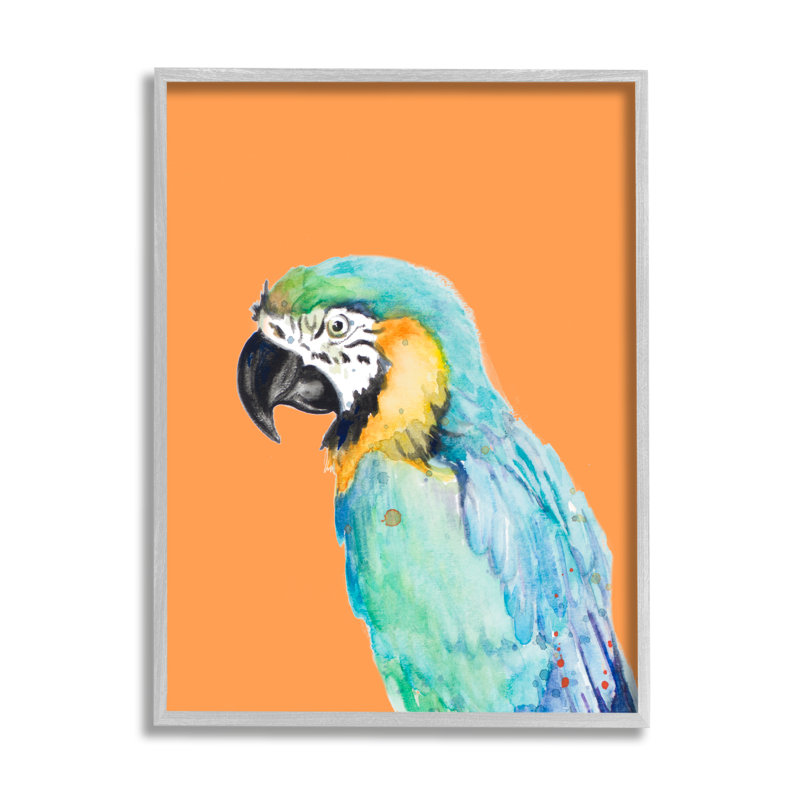 «Tropical Macaw», portrait d'un perroquet audacieux, peinture sur toile flottante, H 20 po x l 16 po x P 1,5 po