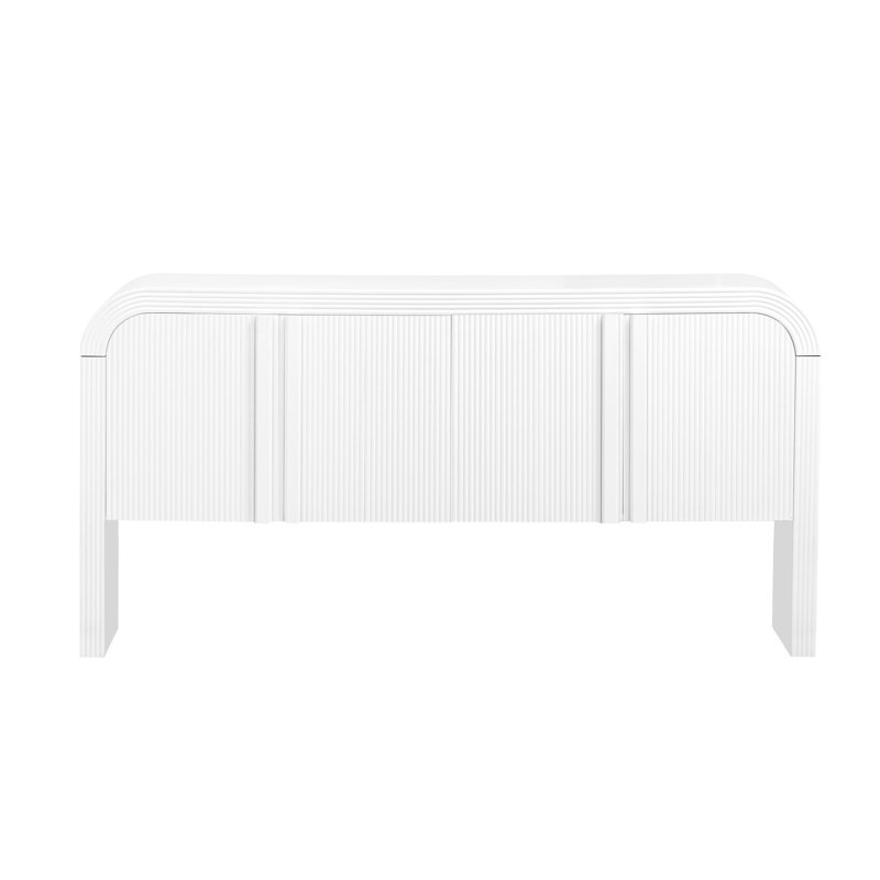 Console console avec 4 portes et tablette réglable, Blanc