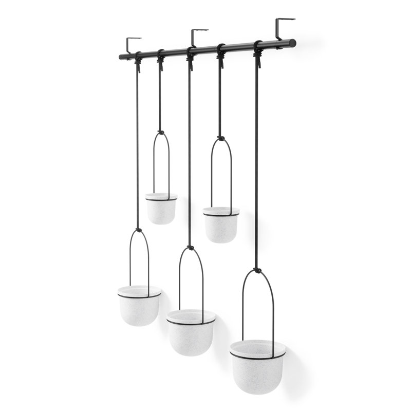 Asadbek Metal Wall Vase, White / Black