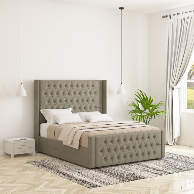 Raoul Upholstered Bed Frame, Asphalt, Double (4'6)