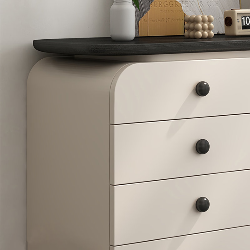 Minimal Wooden 5 Drawers Accent Chest, Black