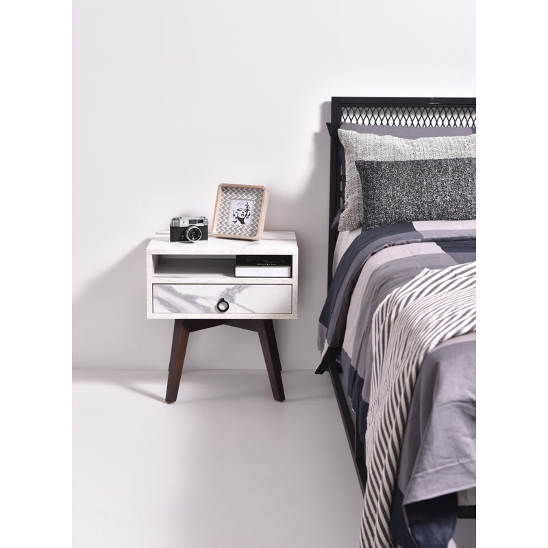 Homesley 50.2 cm W Bedside Table, Marble