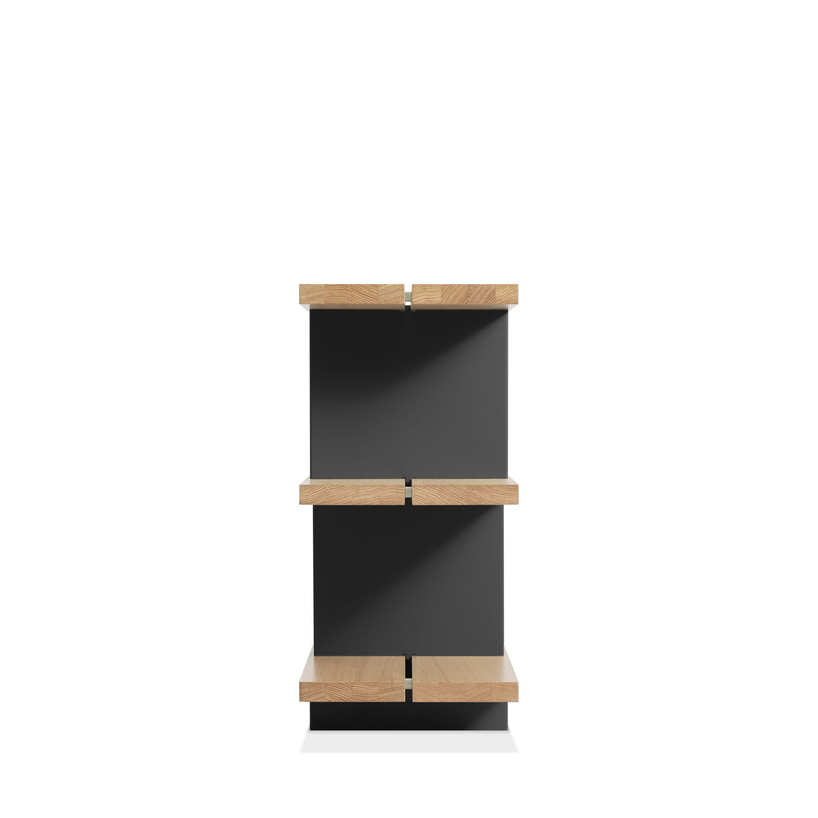 Happy Day Wide Bookcase, (3 Shelves) 29" H x 81" W x 14" D, White Oak/Oblivion	