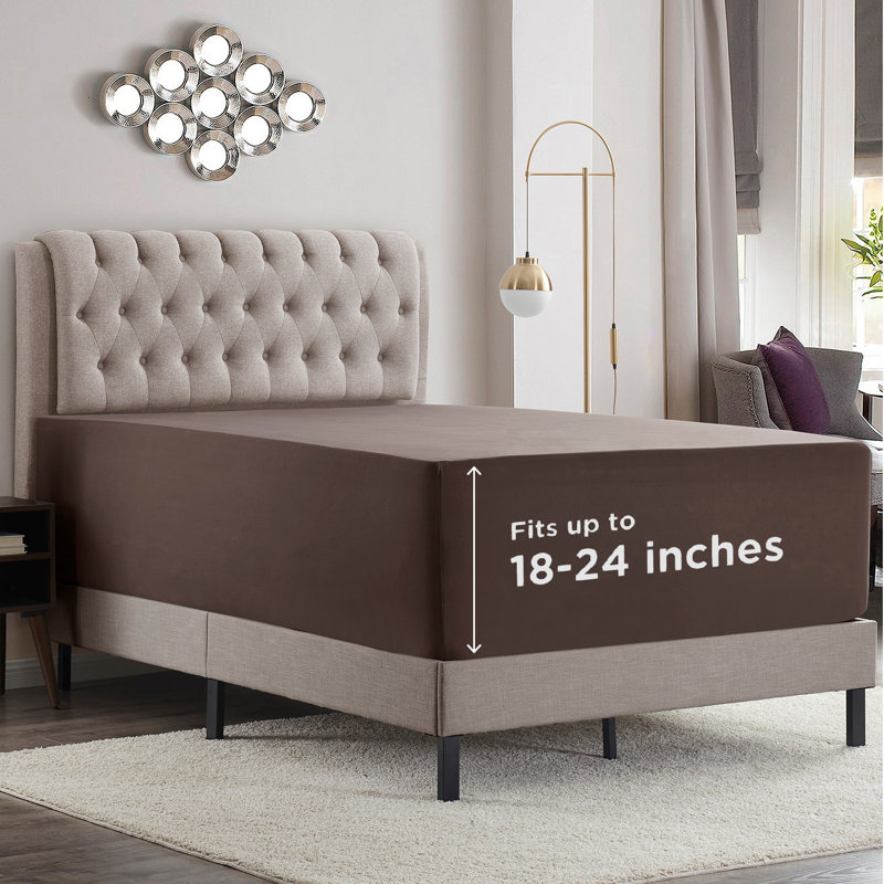 Empyrean Bedding Extra Deep Pocket Solid Fitted Sheet, Chocolate, King Fitted Sheet