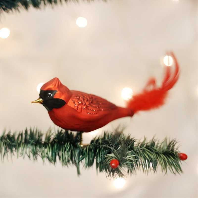 «Old World Christmas», pince en verre soufflé sur un ornement de Noël, cardinal rouge