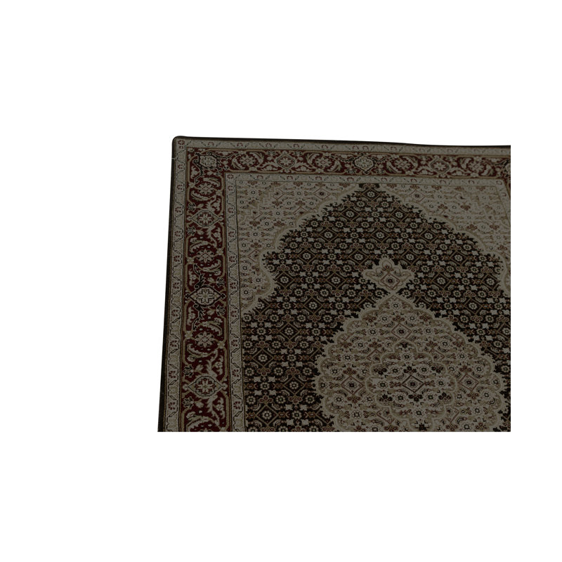 Tapis brun et beige de haute qualité noué à la main