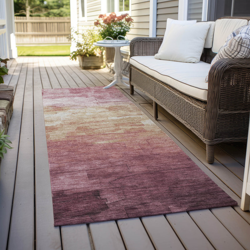 Machine Washable Indoor/Outdoor Claudian ACN1470 Mauve Rug, Runner 2'3" x 7'6"