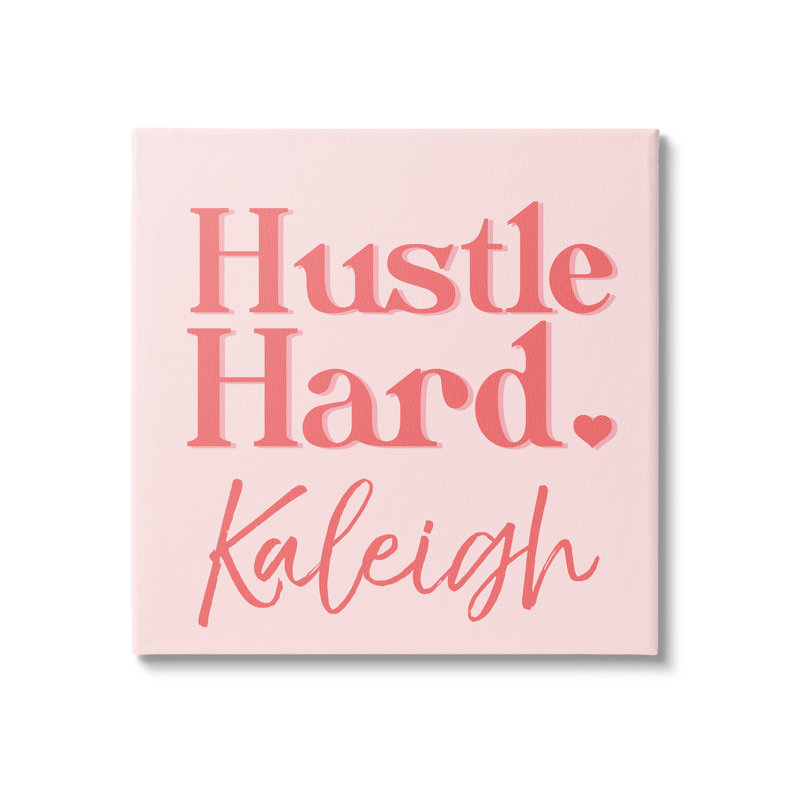 «Pink Hustle Hard cmw-077», art mural personnalisé, H 17 po x l 17 po, Toile tendue, Oui
