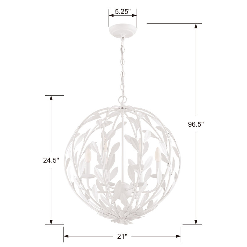 Broche 6 Light Candle Chandelier, White