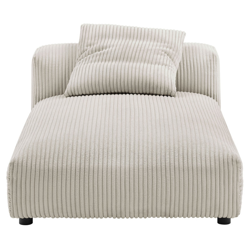 Chaise longue rembourrée en velours côtelé Solace, Amande