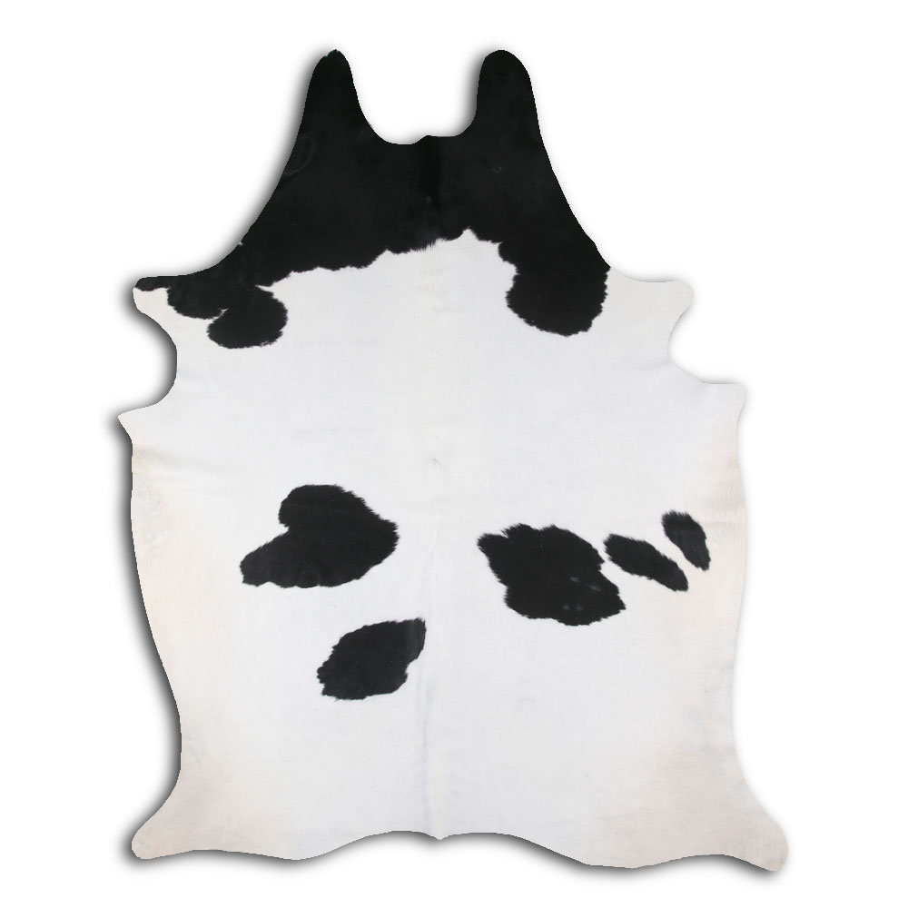 One-of-a-Kind Hand-Knotted 215cm x 223cm Cowhide Area Rug in Black/White